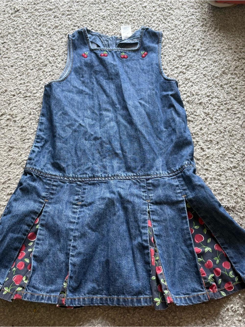 Gymboree Cherry Pie Denim Jumper Dress Sz 8 Vintage Y2K Blue